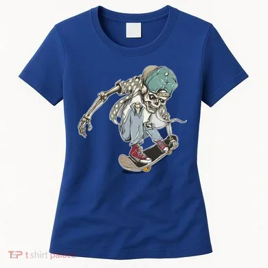 Skater Skeleton Cartoon Women's T-Shirt