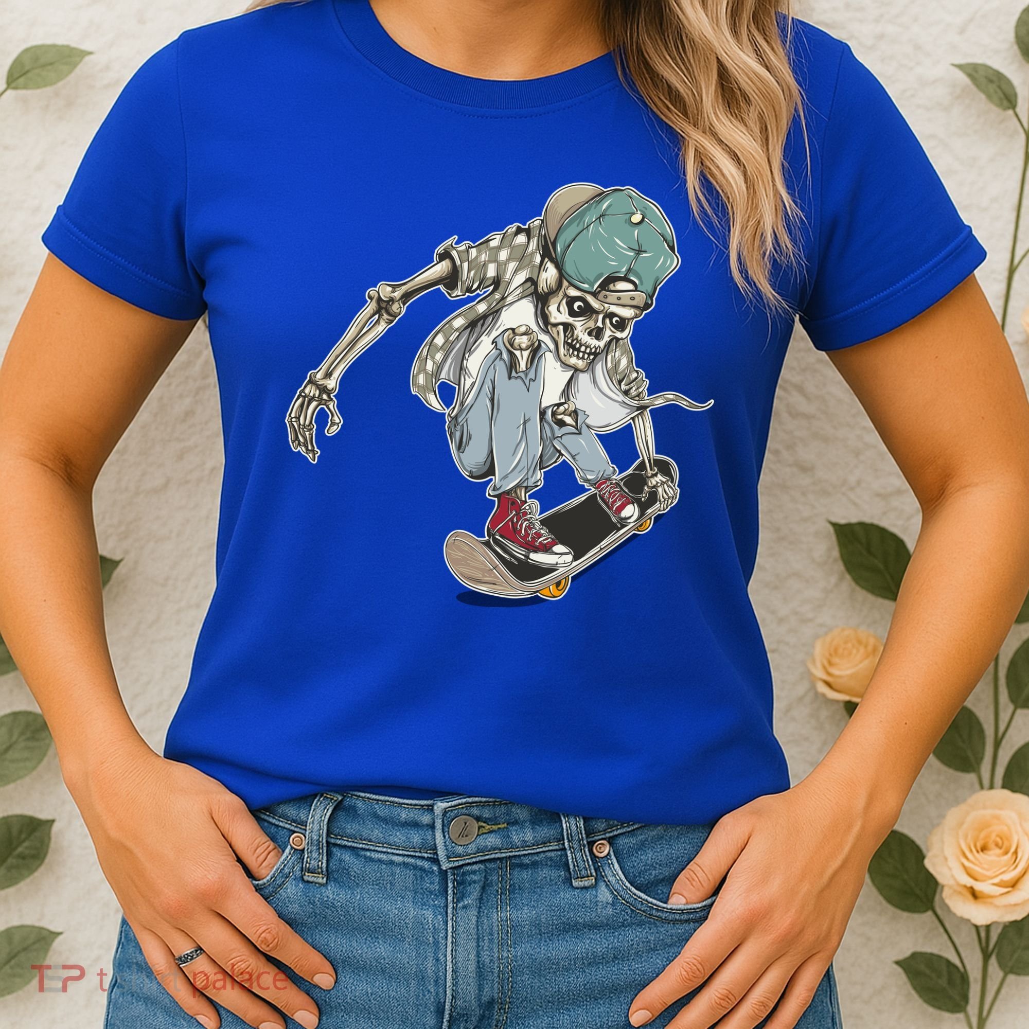 Skater Skeleton Cartoon Women's T-Shirt