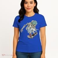Skater Skeleton Cartoon Women's T-Shirt thumb 4