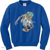 Skater Skeleton Cartoon Kids Sweatshirt thumb 0