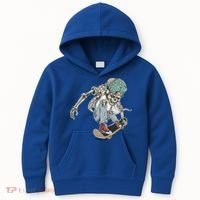 Skater Skeleton Cartoon Kids Hoodie thumb 0