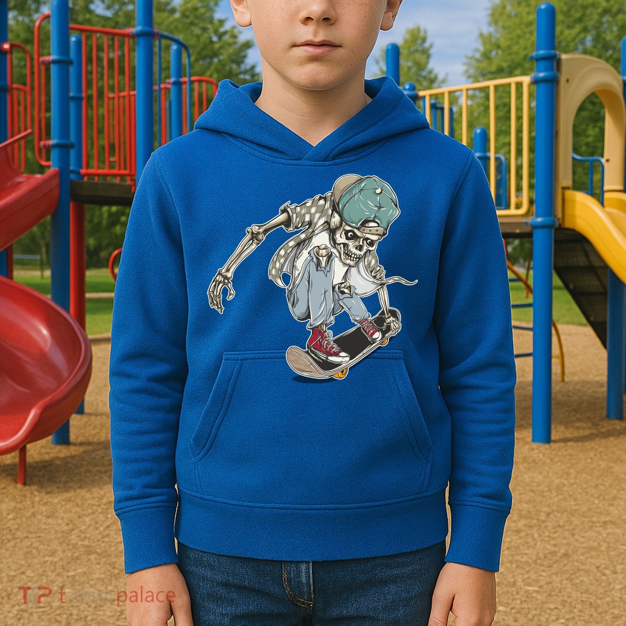 Skater Skeleton Cartoon Kids Hoodie