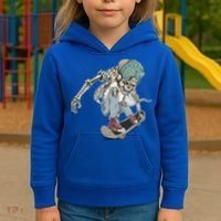 Skater Skeleton Cartoon Kids Hoodie thumb 3