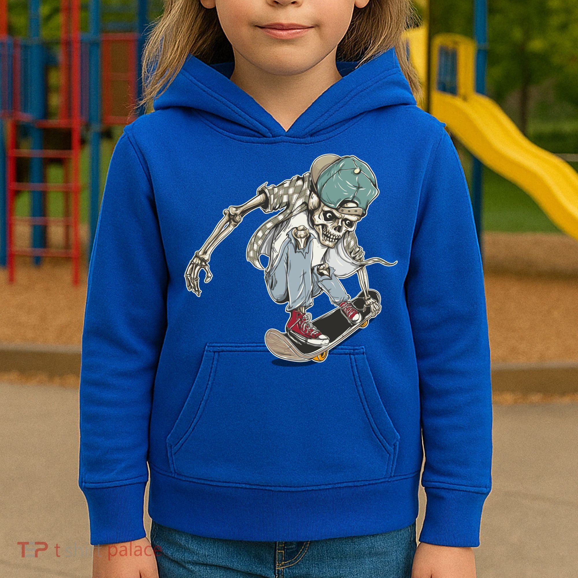 Skater Skeleton Cartoon Kids Hoodie