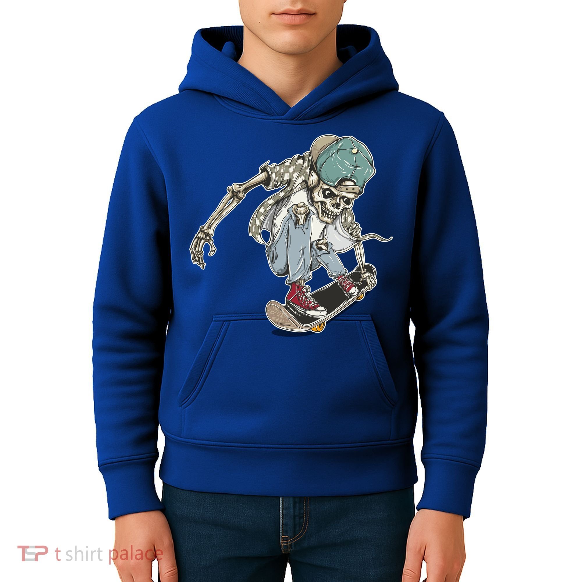 Skater Skeleton Cartoon Kids Hoodie