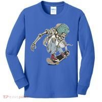 Skater Skeleton Cartoon Kids Long Sleeve Shirt thumb 0