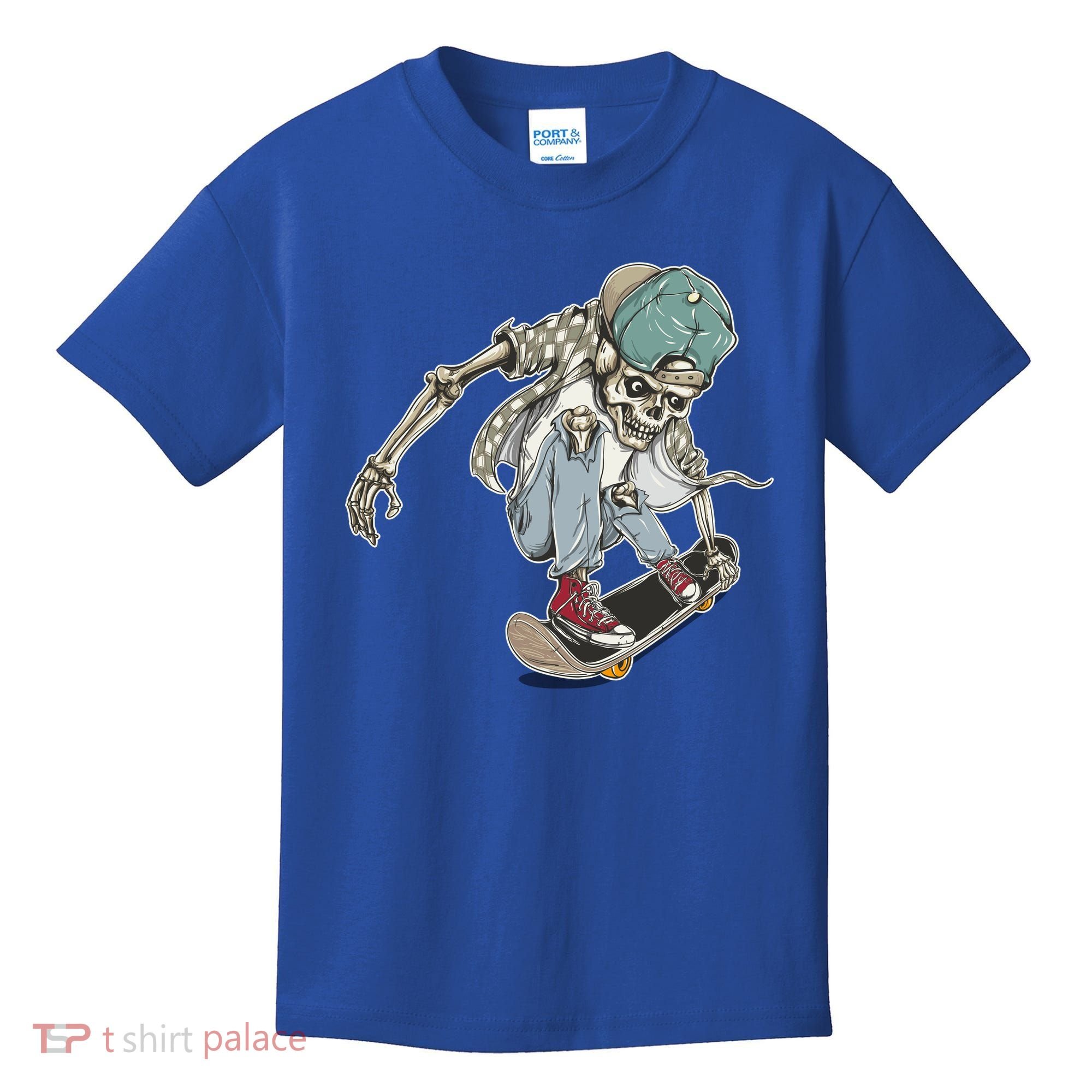 Skater Skeleton Cartoon Kids T-Shirt
