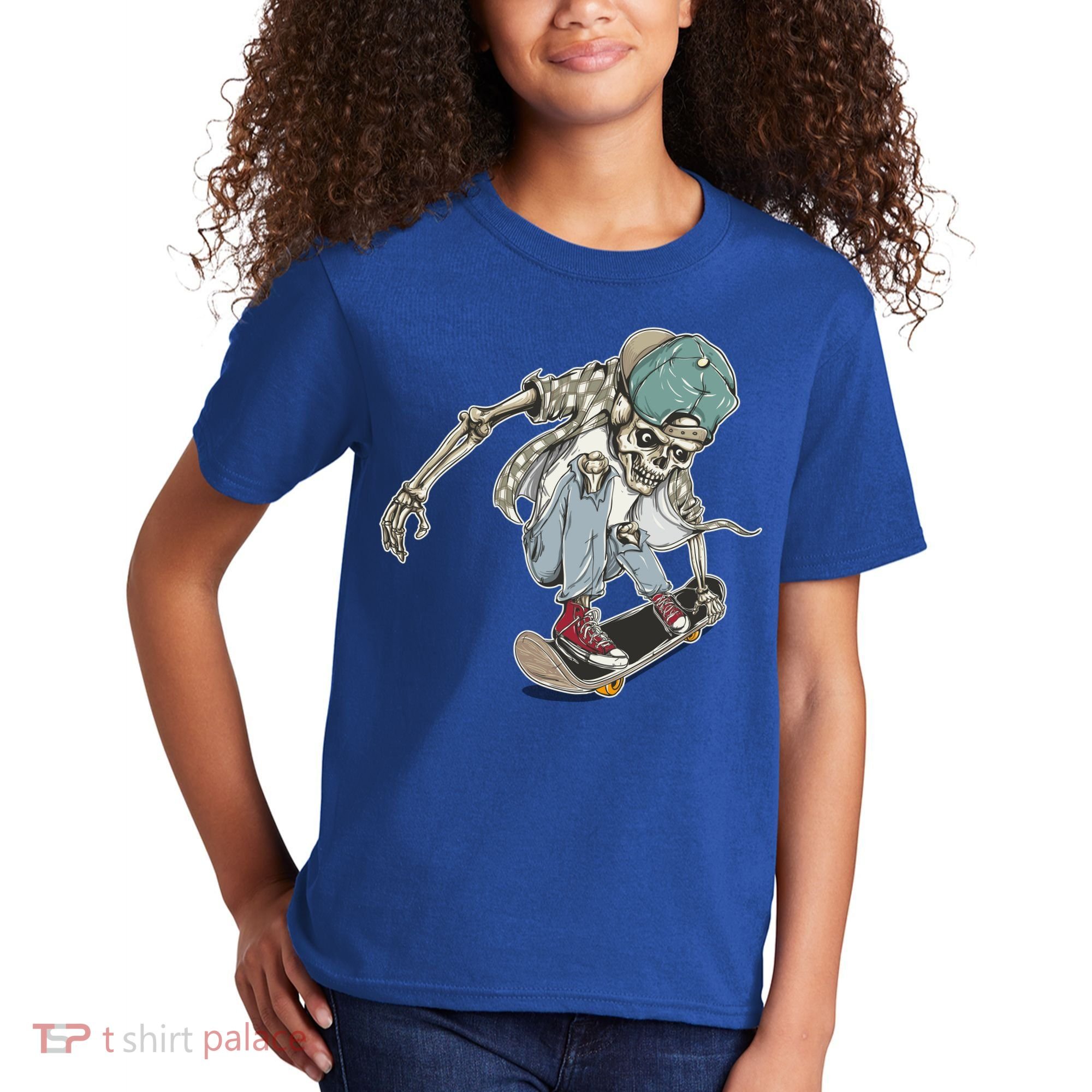 Skater Skeleton Cartoon Kids T-Shirt