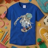 Skater Skeleton Cartoon Kids T-Shirt thumb 3