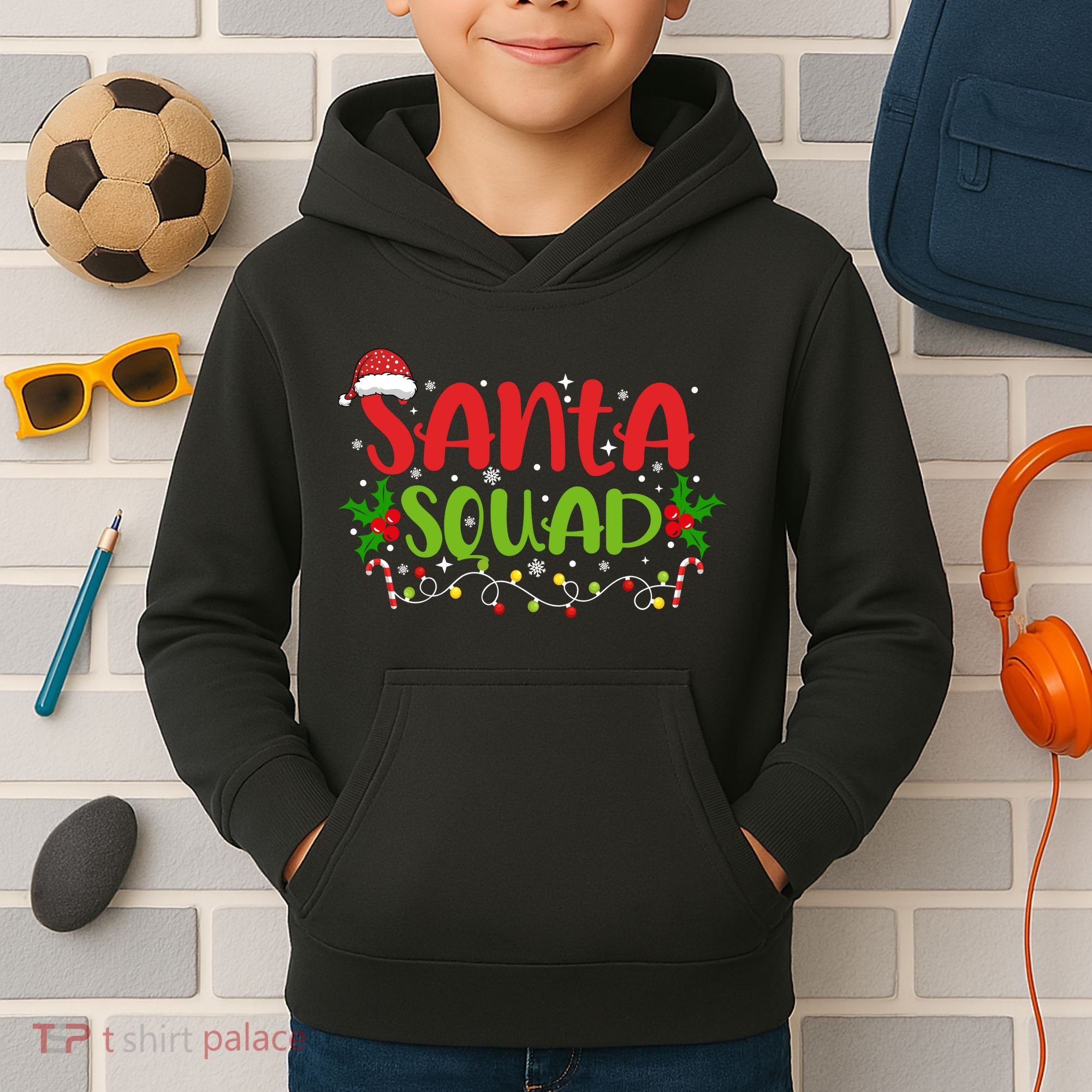 Santa Squad Christmas Holiday Festive Kids Hoodie