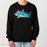 Santa Shark Christmas Lights Sharkmas Women's Sweatshirt thumb 0