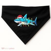 Santa Shark Christmas Lights Sharkmas USA-Made Doggie Bandana thumb 0