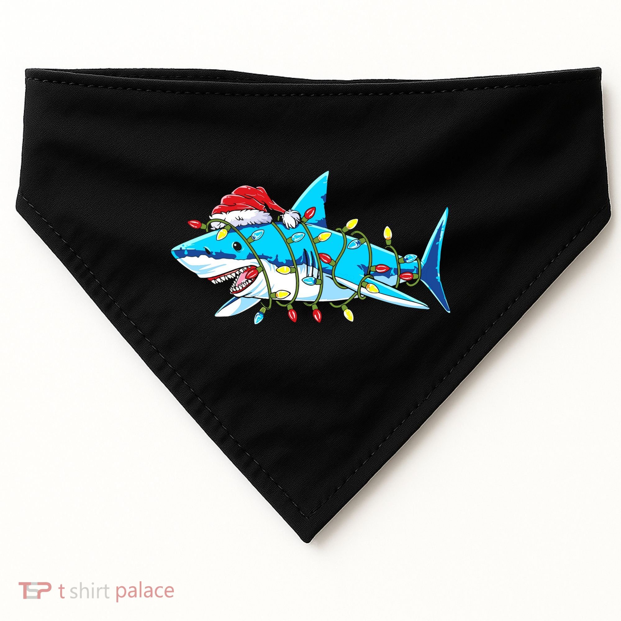Santa Shark Christmas Lights Sharkmas USA-Made Doggie Bandana