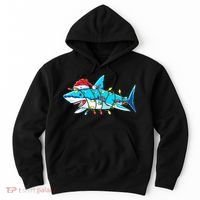 Santa Shark Christmas Lights Sharkmas Hoodie thumb 0