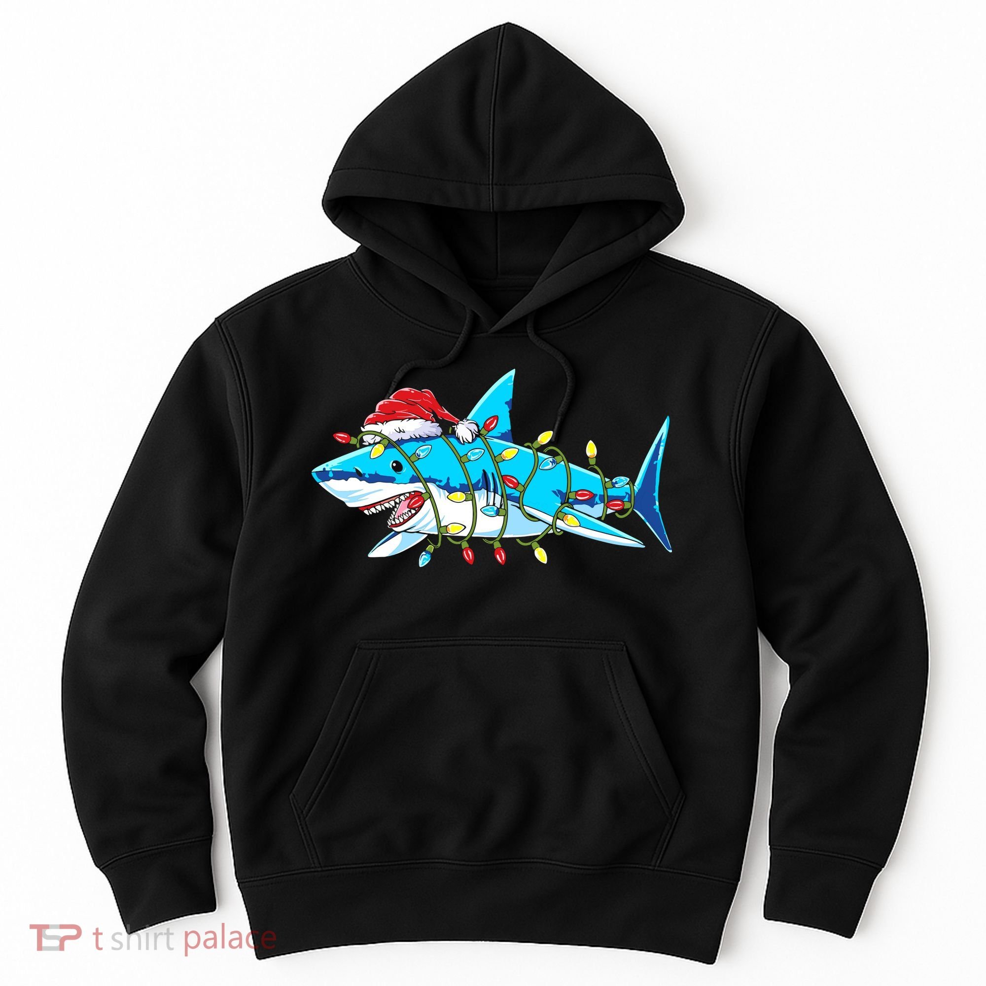 Santa Shark Christmas Lights Sharkmas Hoodie