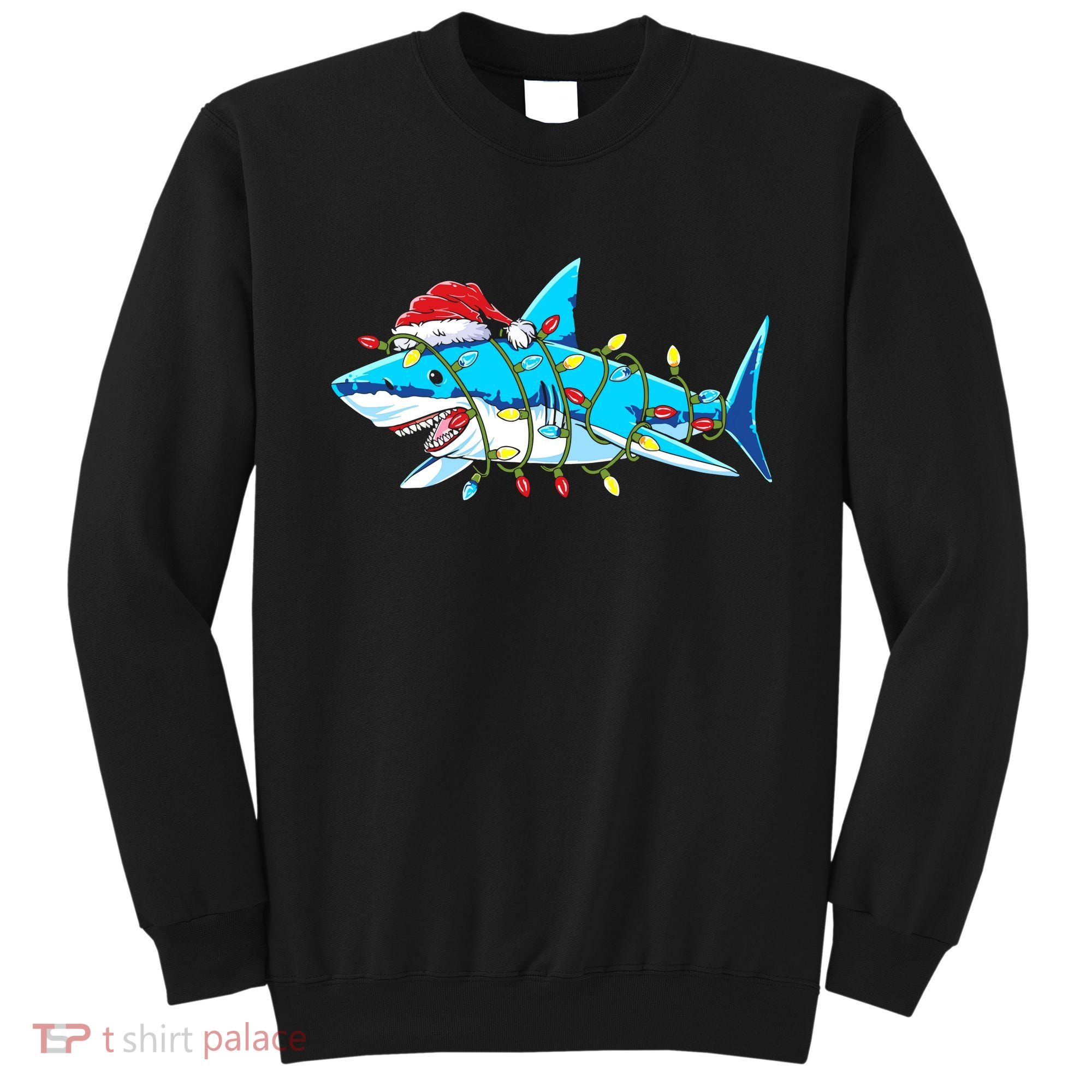 Santa Shark Christmas Lights Sharkmas Sweatshirt