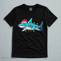 Santa Shark Christmas Lights Sharkmas T-Shirt thumb 5
