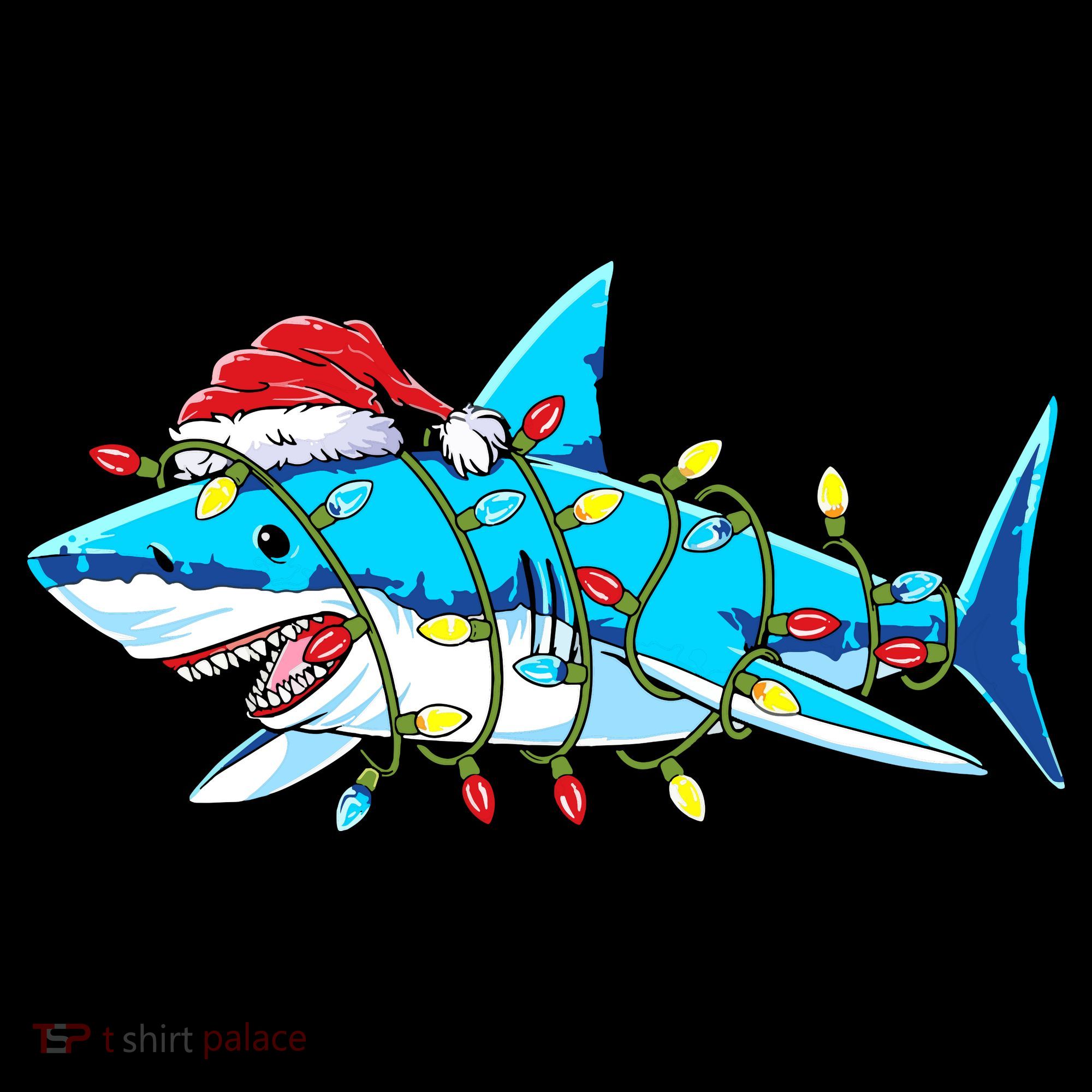 Santa Shark Christmas Lights Sharkmas T-Shirt
