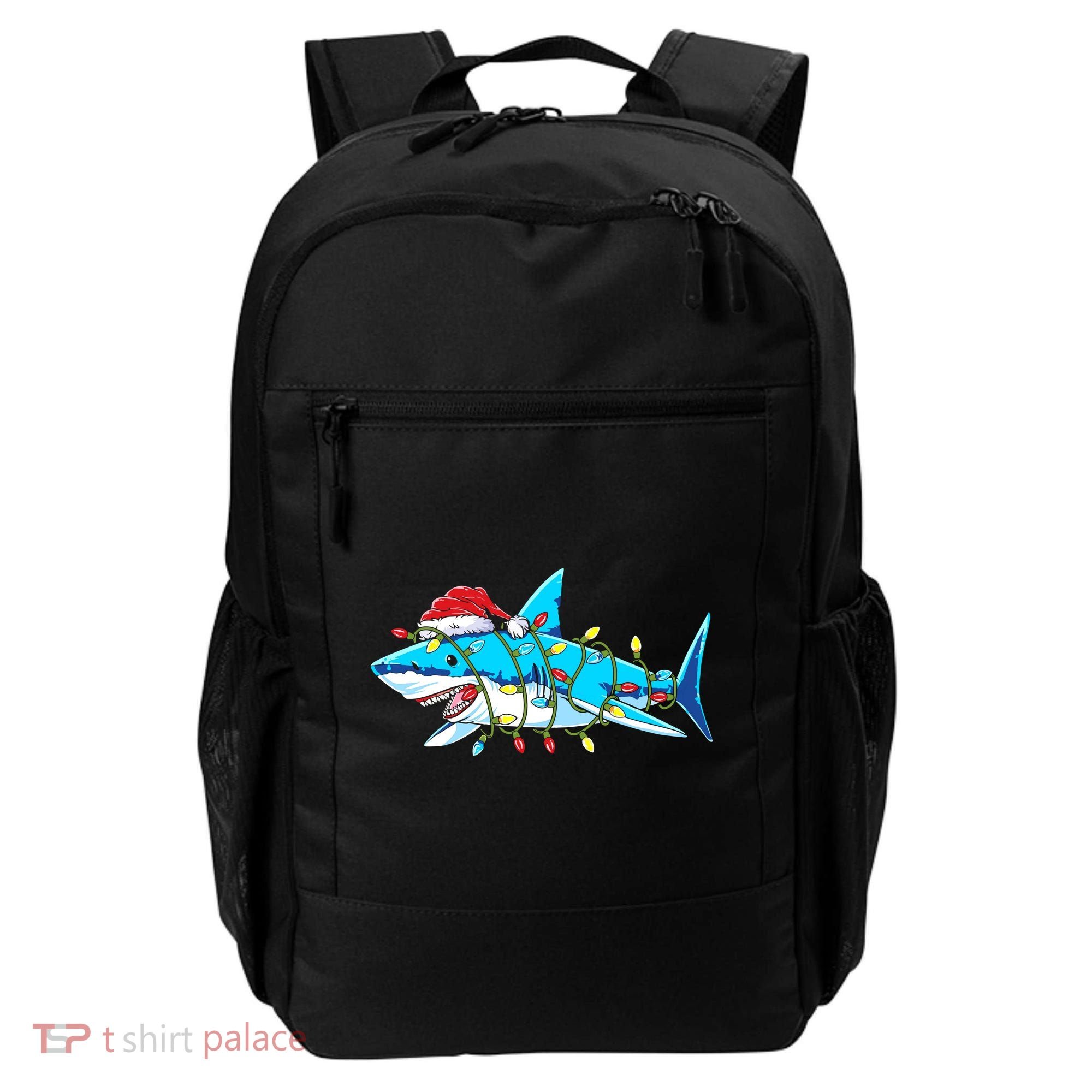 Santa Shark Christmas Lights Sharkmas Backpack