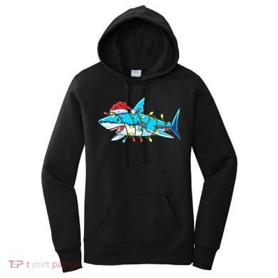 Santa Shark Christmas Lights Sharkmas Women's Hoodie