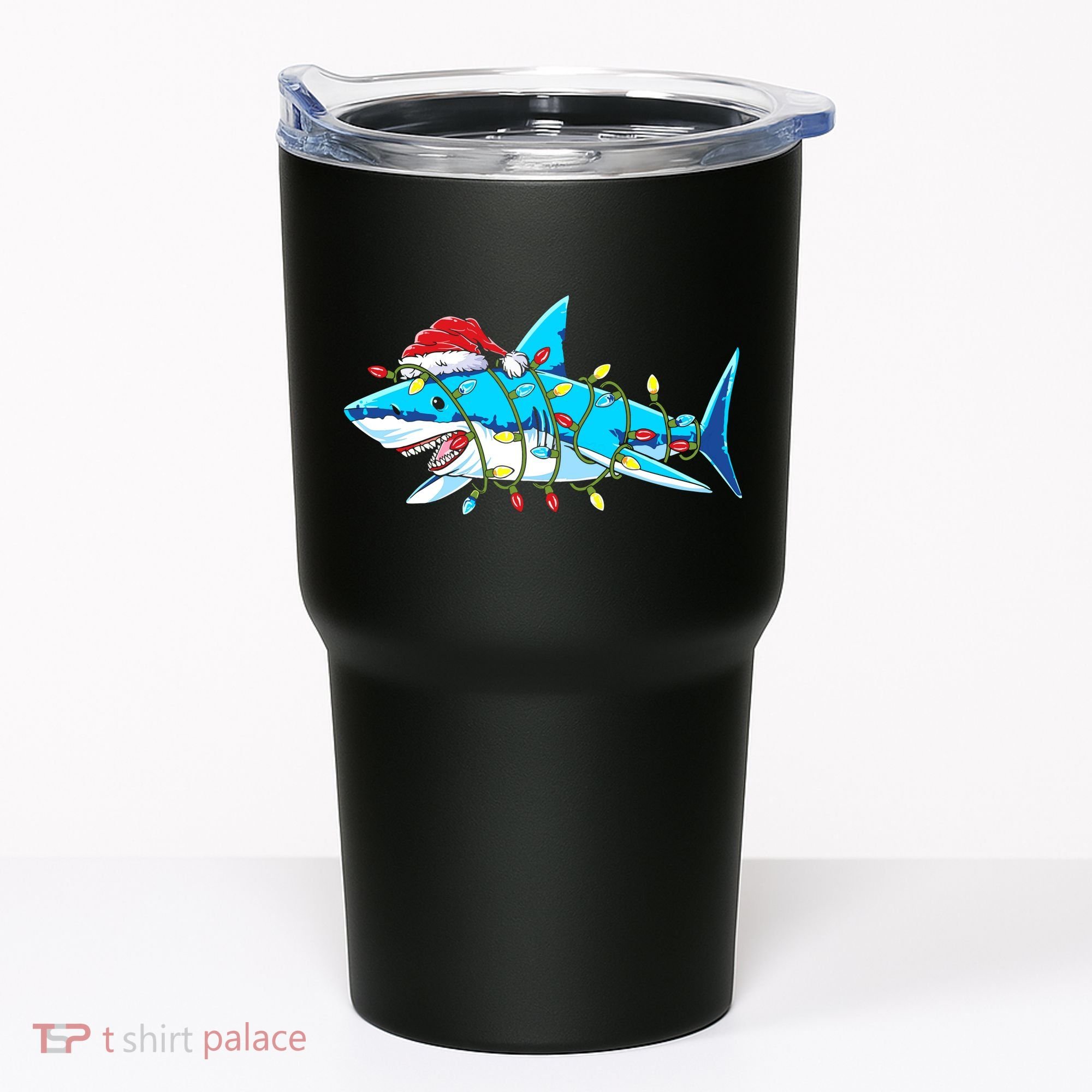 Santa Shark Christmas Lights Sharkmas Tumbler
