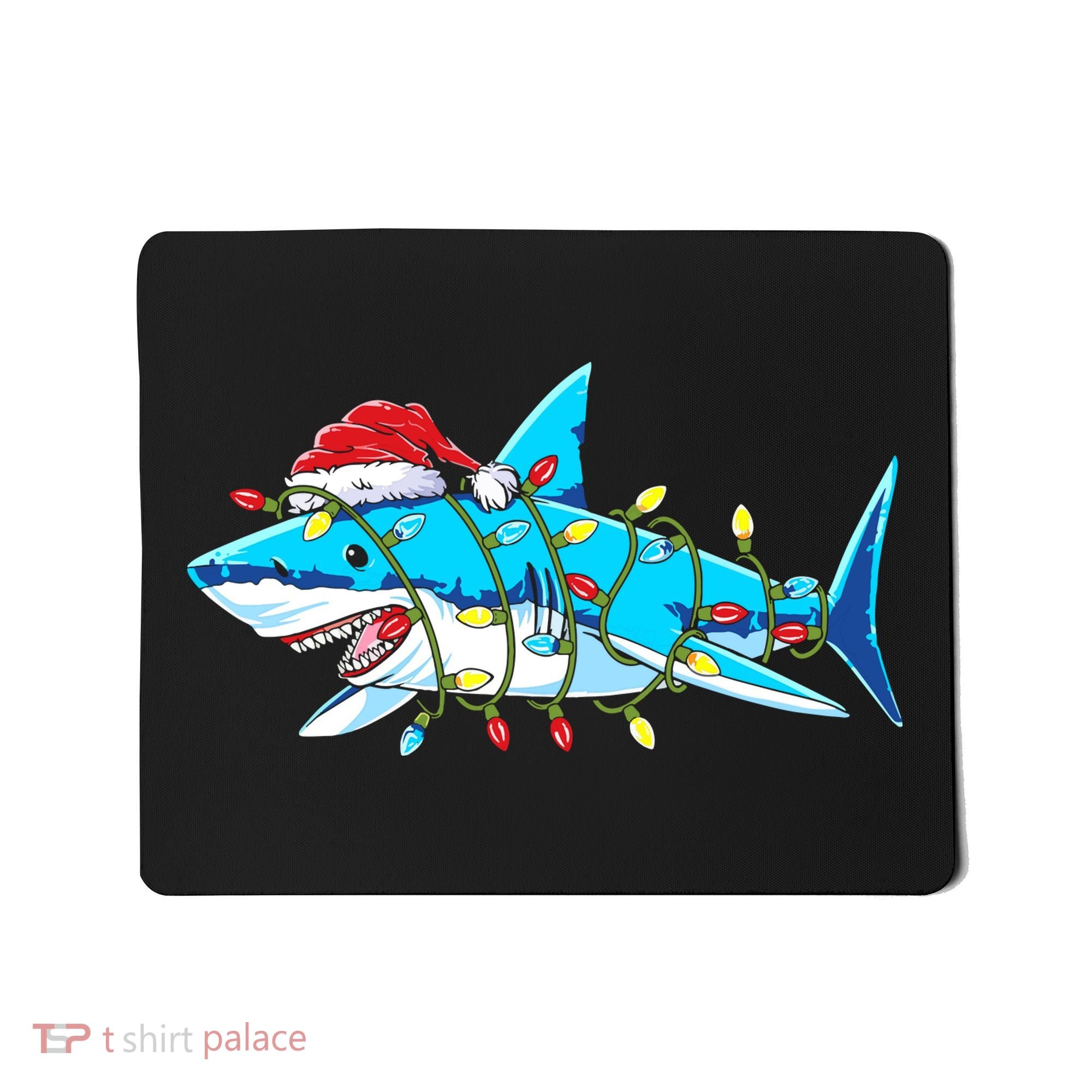 Santa Shark Christmas Lights Sharkmas Mousepad