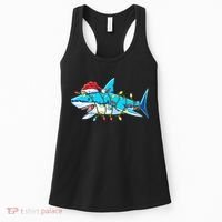 Santa Shark Christmas Lights Sharkmas Women's Tank Top thumb 0