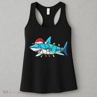Santa Shark Christmas Lights Sharkmas Women's Tank Top thumb 3
