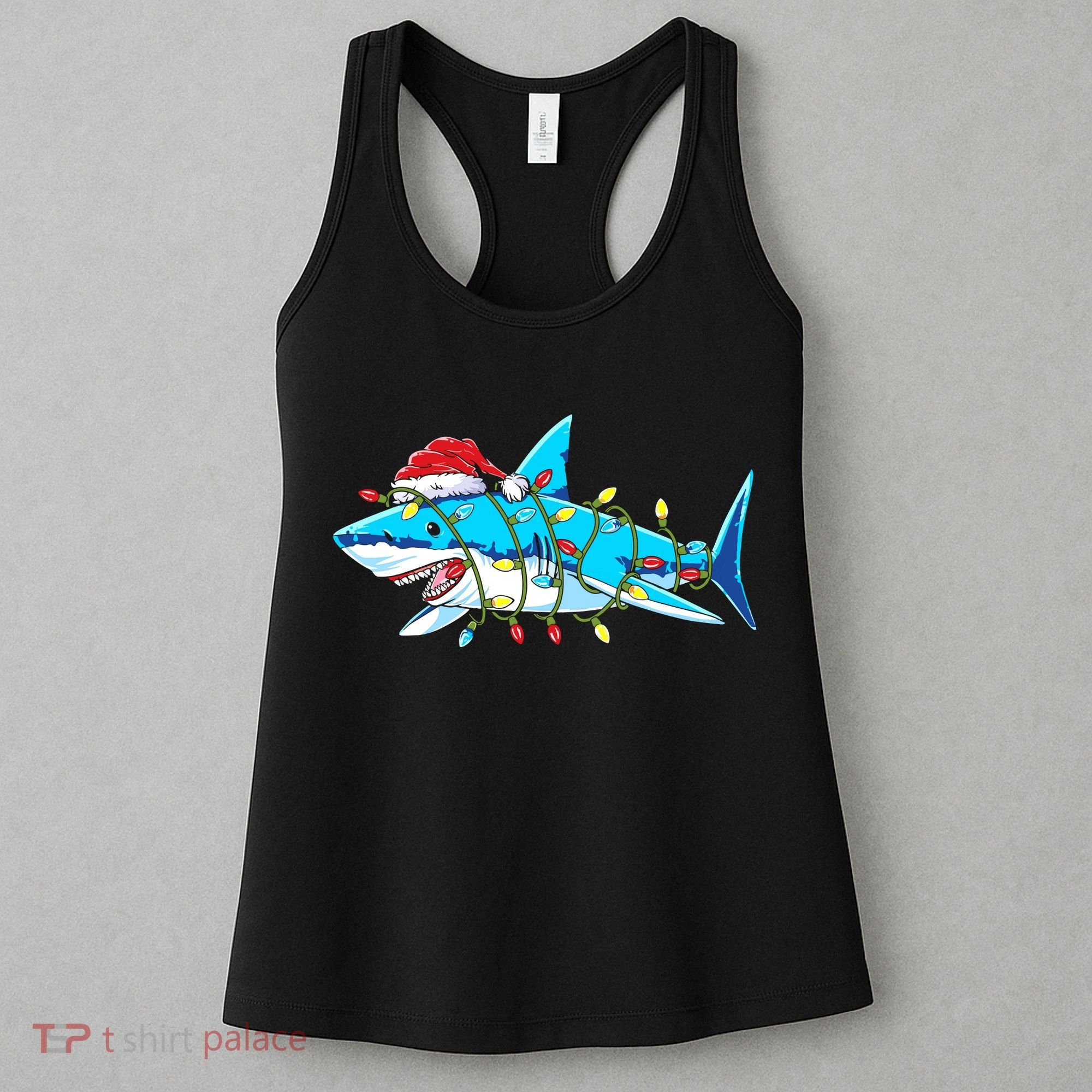 Santa Shark Christmas Lights Sharkmas Women's Tank Top