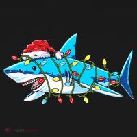 Santa Shark Christmas Lights Sharkmas Baby Bodysuit thumb 2