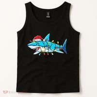 Santa Shark Christmas Lights Sharkmas Tank Top thumb 2