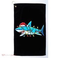 Santa Shark Christmas Lights Sharkmas Golf Towel thumb 0
