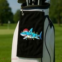 Santa Shark Christmas Lights Sharkmas Golf Towel thumb 2