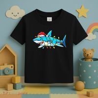 Santa Shark Christmas Lights Sharkmas Toddler T-Shirt thumb 3