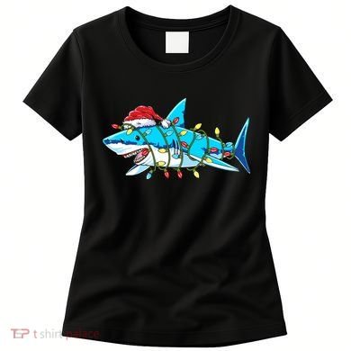 Santa Shark Christmas Lights Sharkmas Women's T-Shirt