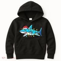 Santa Shark Christmas Lights Sharkmas Kids Hoodie thumb 0
