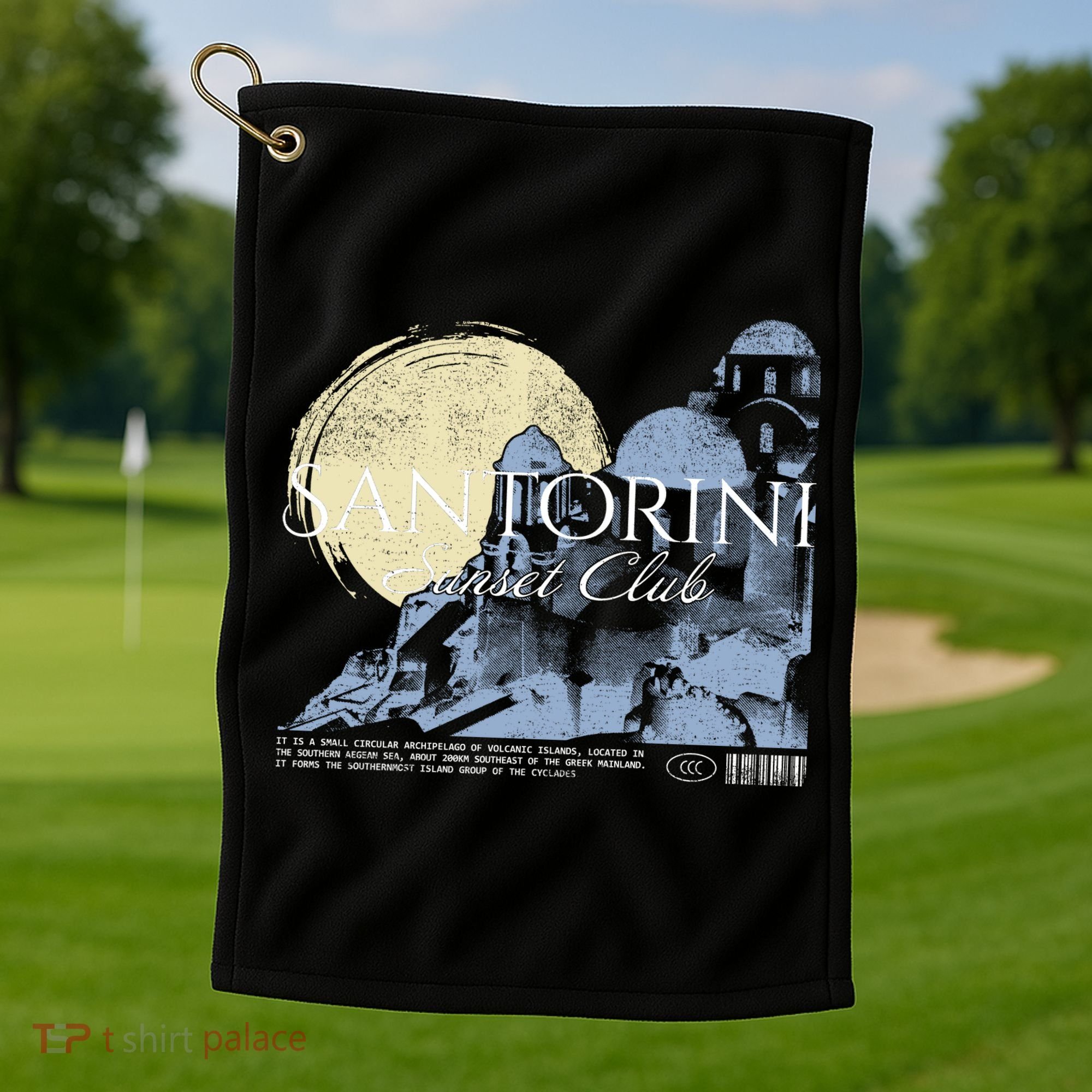 Santorini Sunset Club Golf Towel