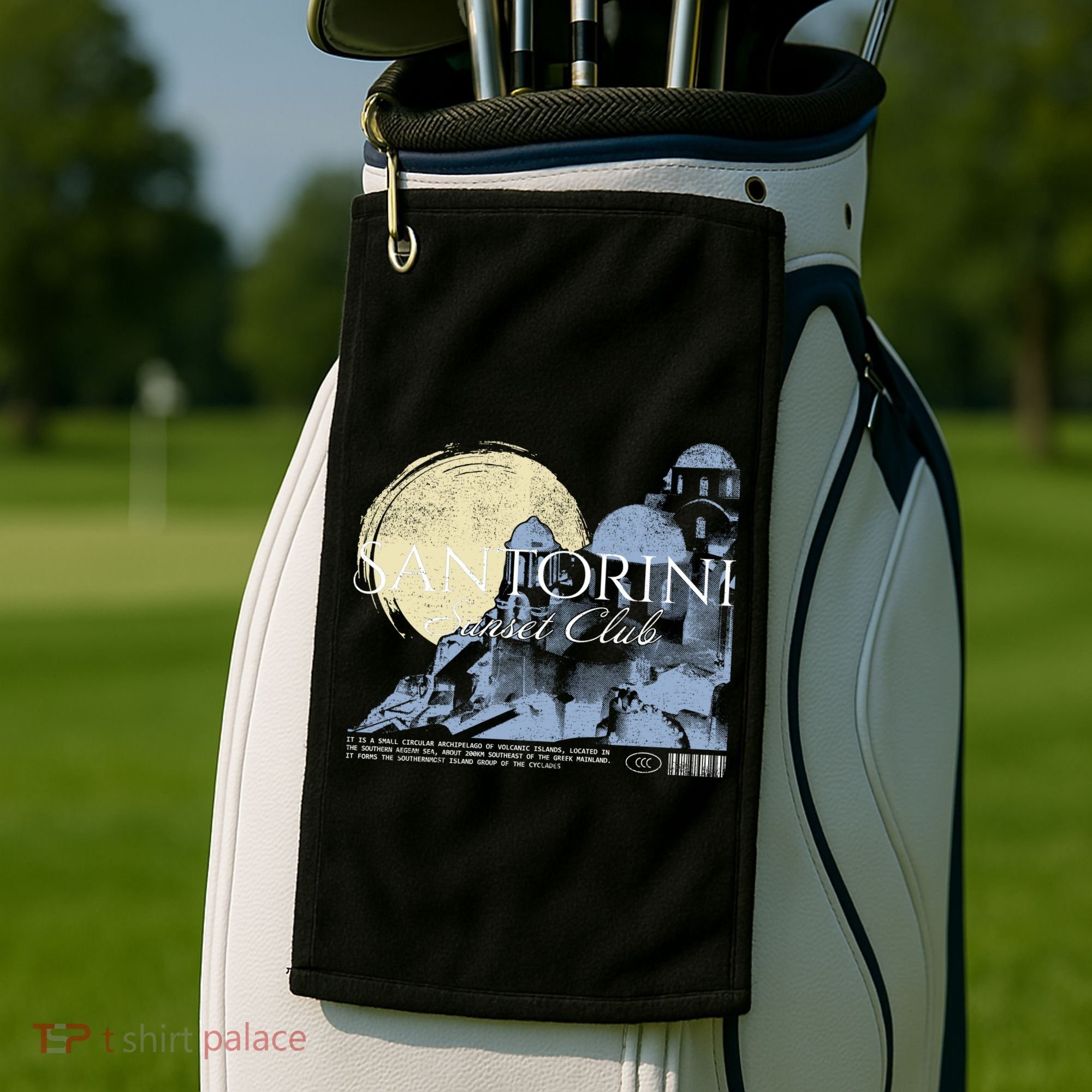 Santorini Sunset Club Golf Towel