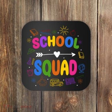 School Squad Colorful Education Fun Coaster