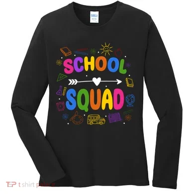 School Squad Colorful Education Fun Women's Long Sleeve Shirt
