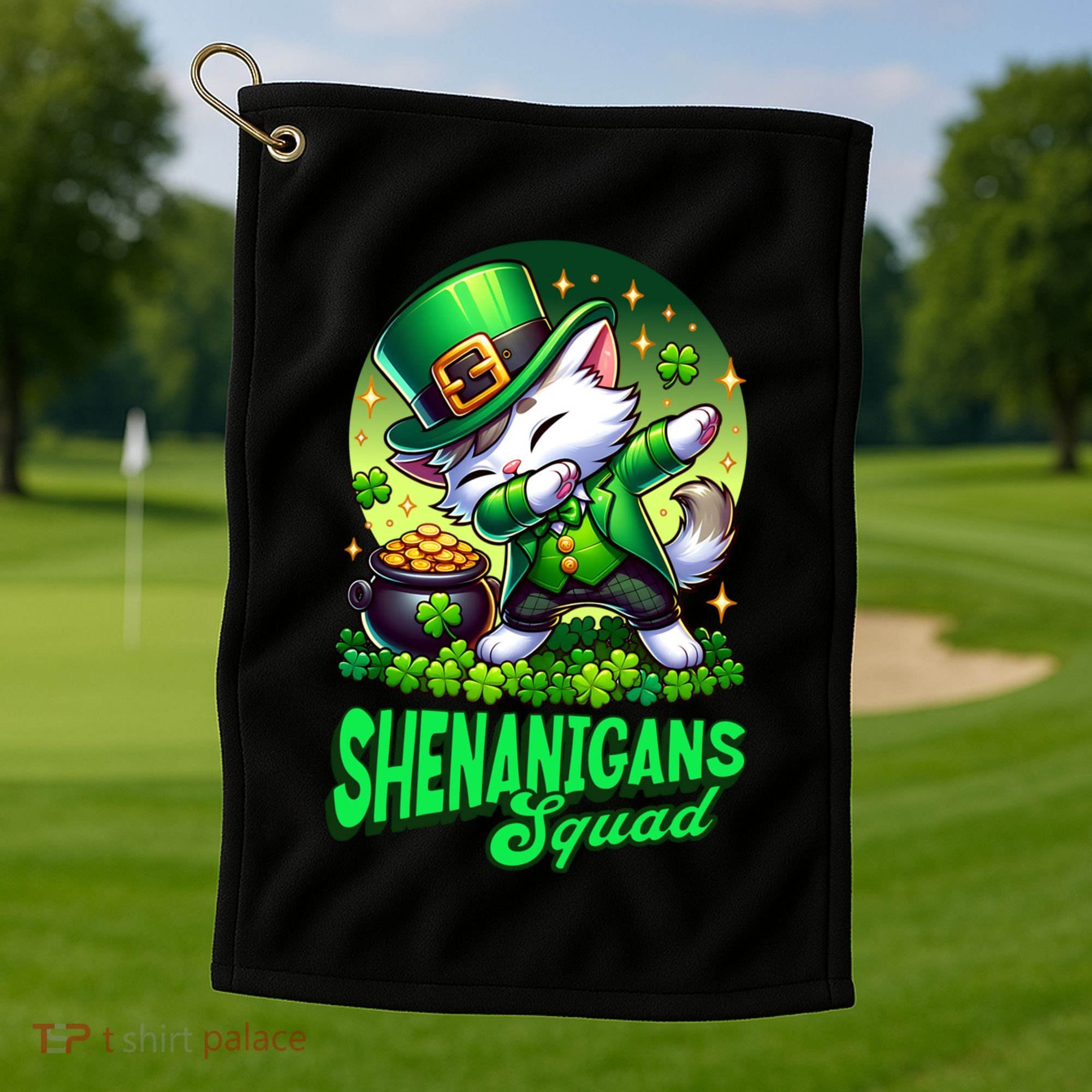 Shenanigans Squad Cat Leprechaun Kitten St PatrickS Day Meaningful Gift Golf Towel
