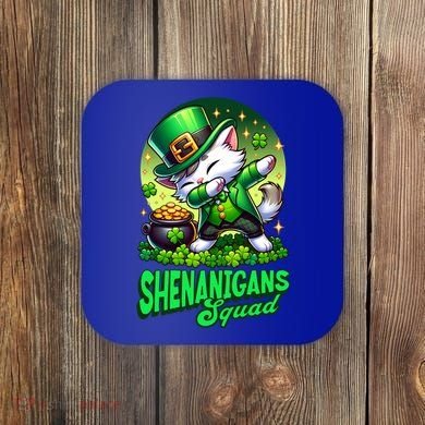Shenanigans Squad Cat Leprechaun Kitten St PatrickS Day Meaningful Gift Coaster