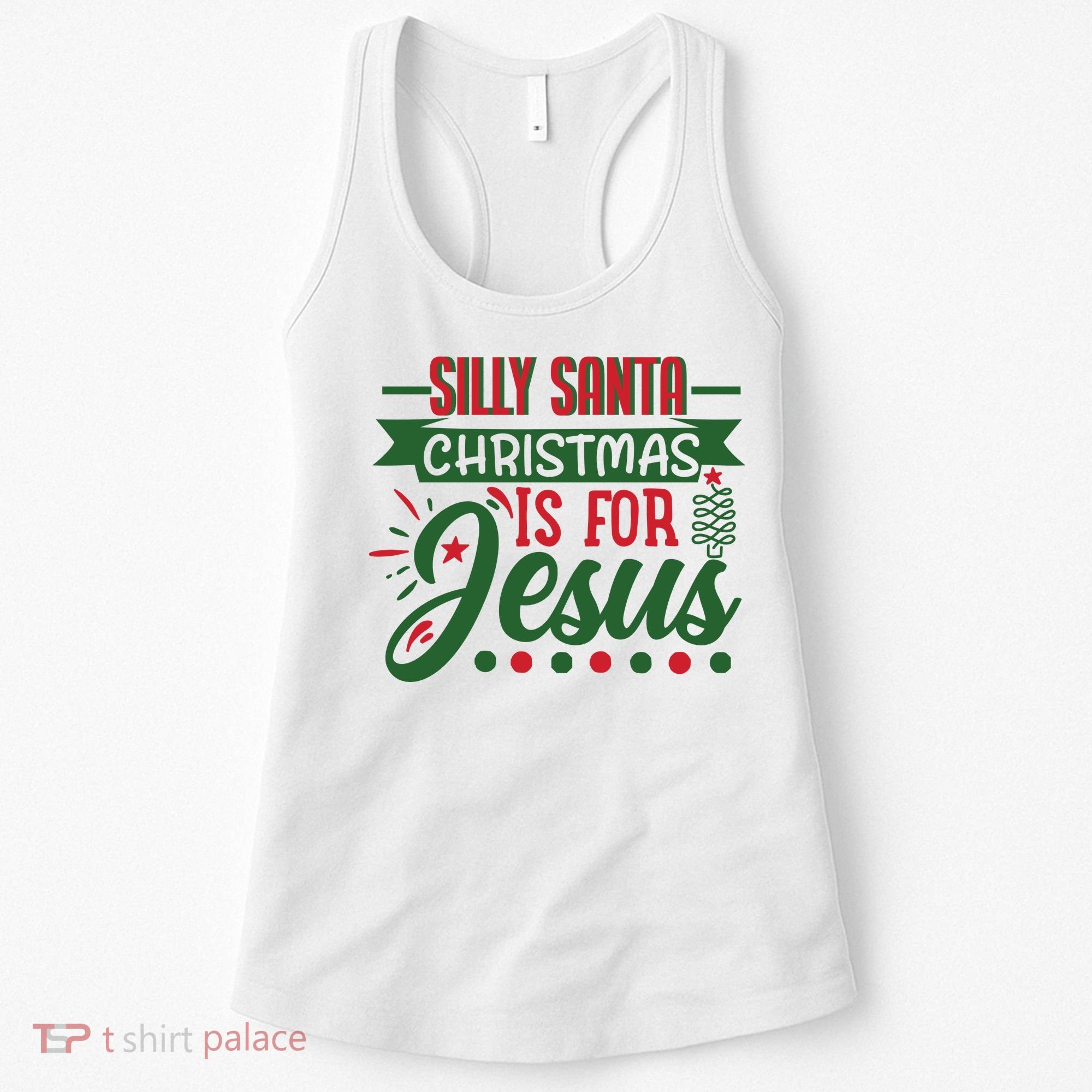 Silly Santa Christmas Is For Jesus Holiday Women's Tank Top