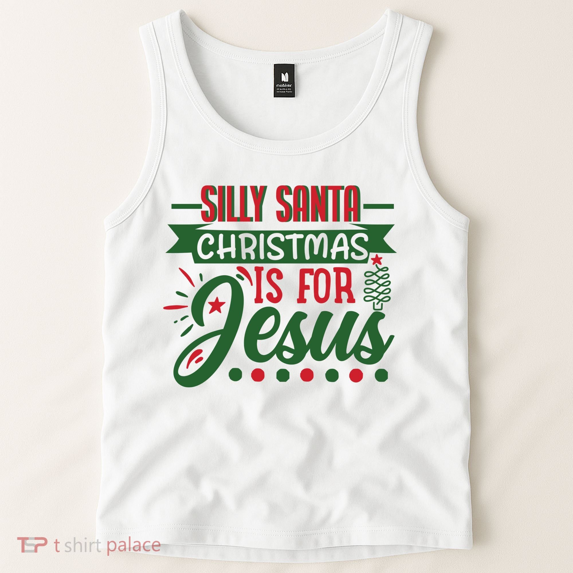 Silly Santa Christmas Is For Jesus Holiday Tank Top