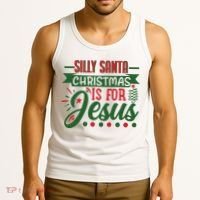 Silly Santa Christmas Is For Jesus Holiday Tank Top thumb 3