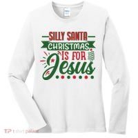Silly Santa Christmas Is For Jesus Holiday Women's Long Sleeve Shirt thumb 0