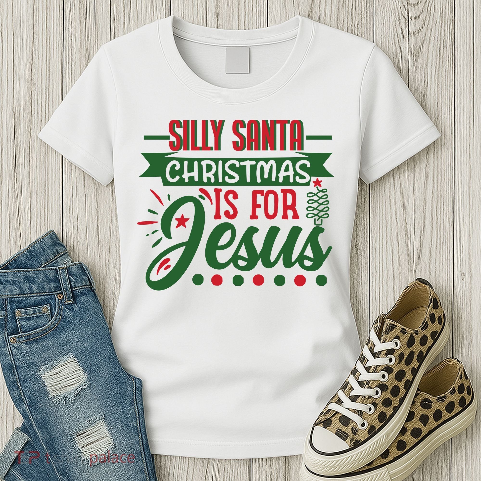 Silly Santa Christmas Is For Jesus Holiday Women's T-Shirt