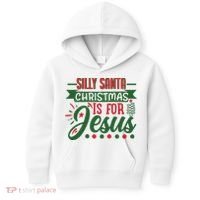 Silly Santa Christmas Is For Jesus Holiday Kids Hoodie thumb 0