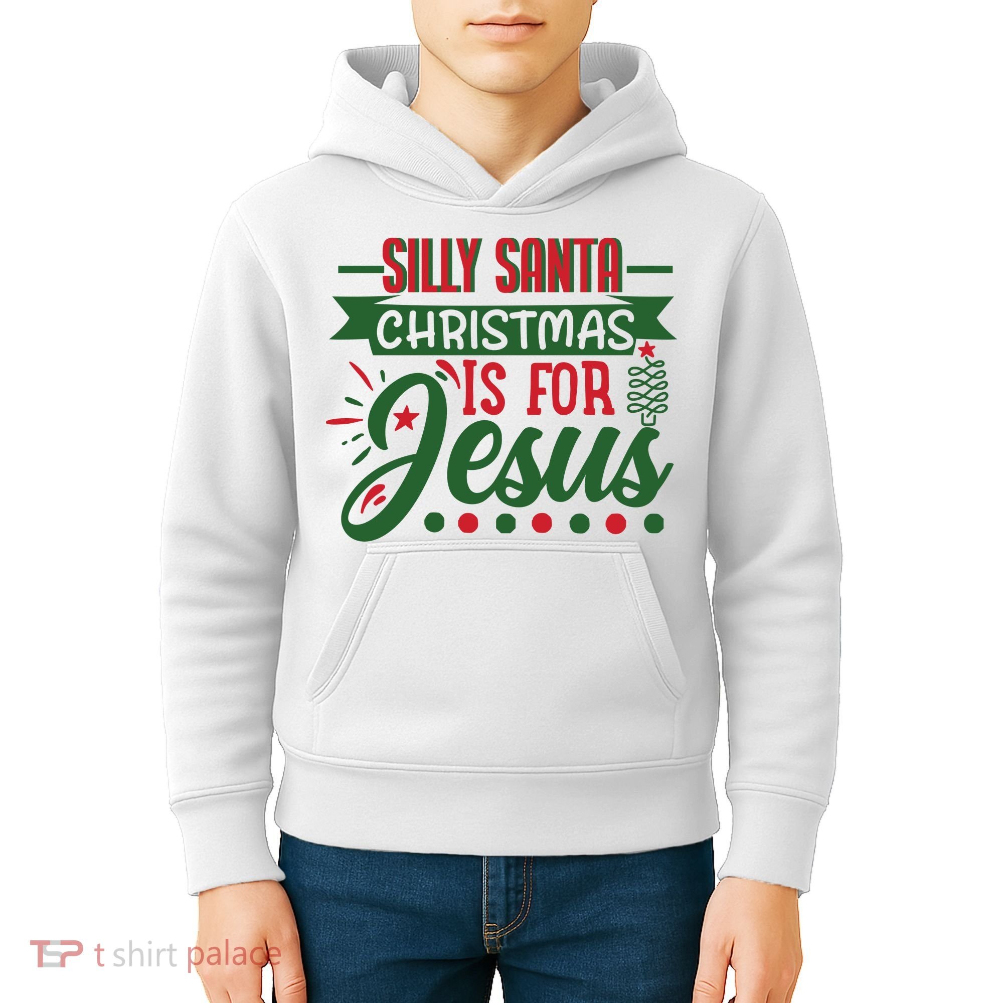 Silly Santa Christmas Is For Jesus Holiday Kids Hoodie