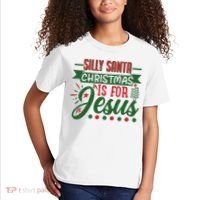Silly Santa Christmas Is For Jesus Holiday Kids T-Shirt thumb 2